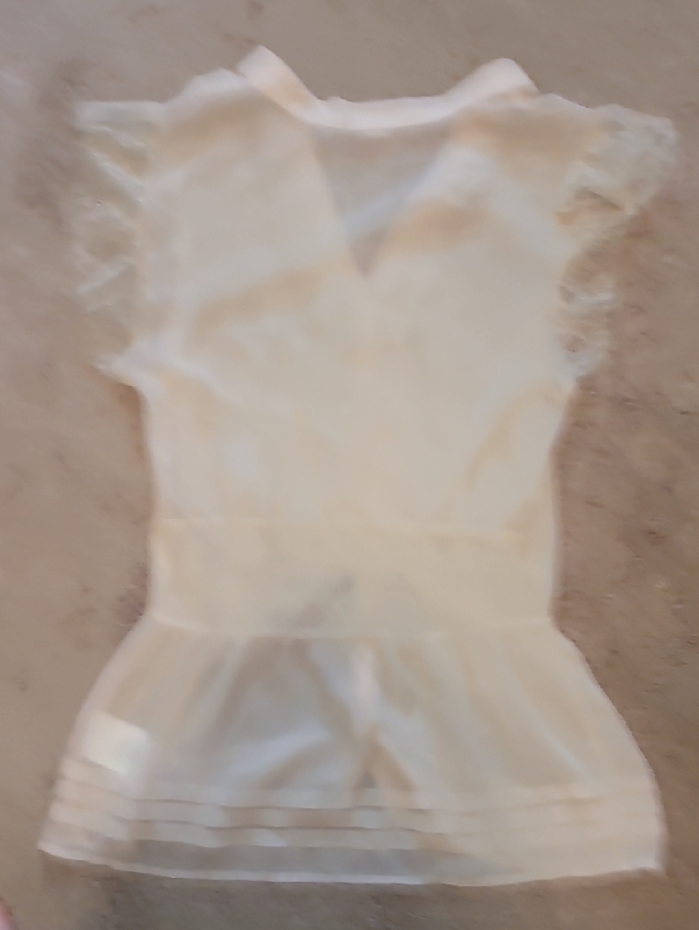 GUESS Beige Lace-Trimmed Sheer Ruffle Blouse NWOT - Picture 4 of 4